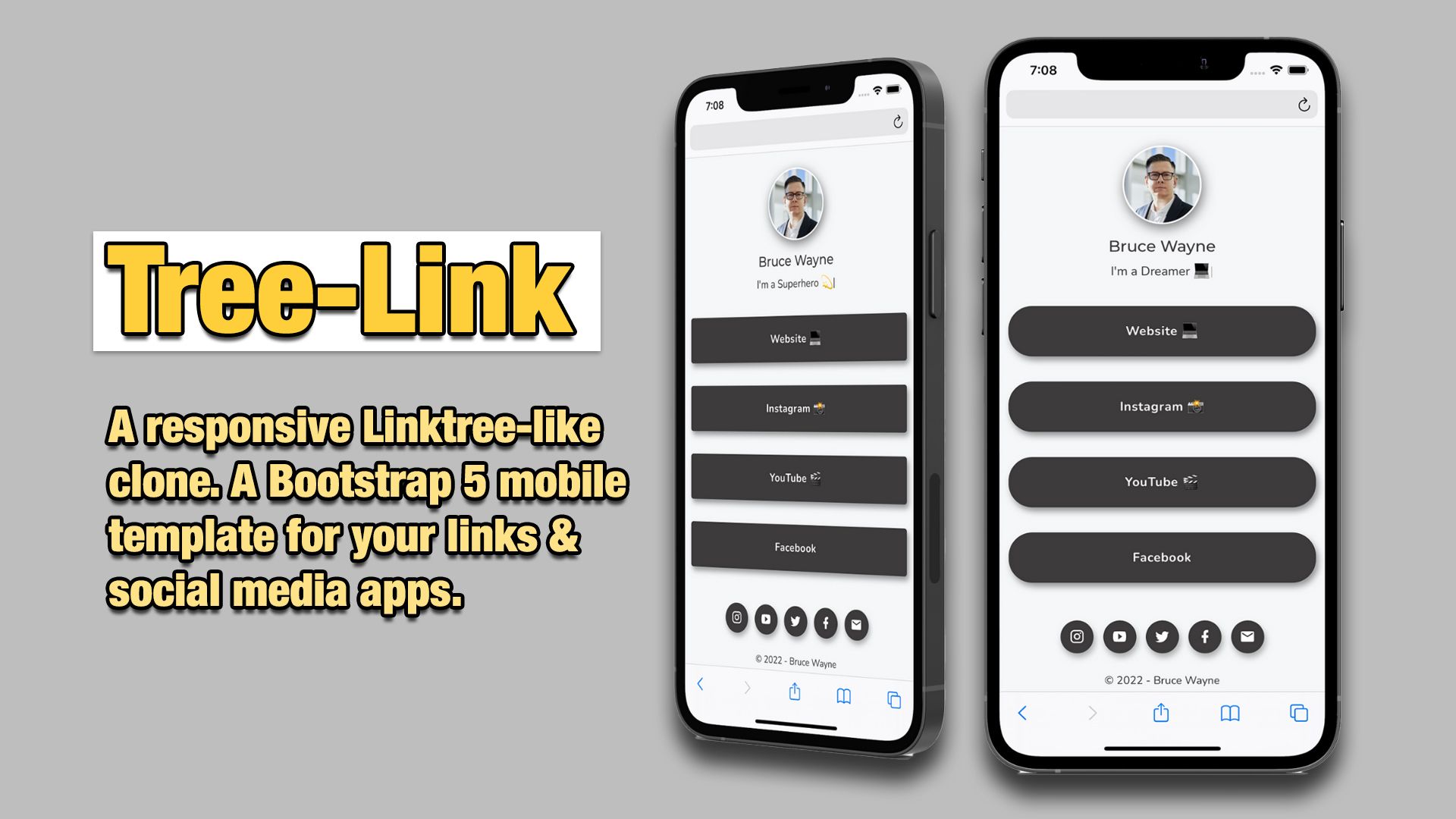 TreeLink: A Responsive Linktree like Static HTML5 Template TreeLink: A Responsive Linktree like Static HTML5 Template